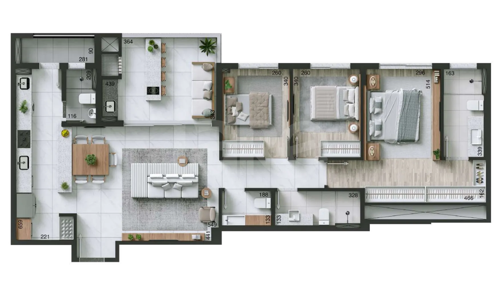 Planta — Apartamento 128,94 m²