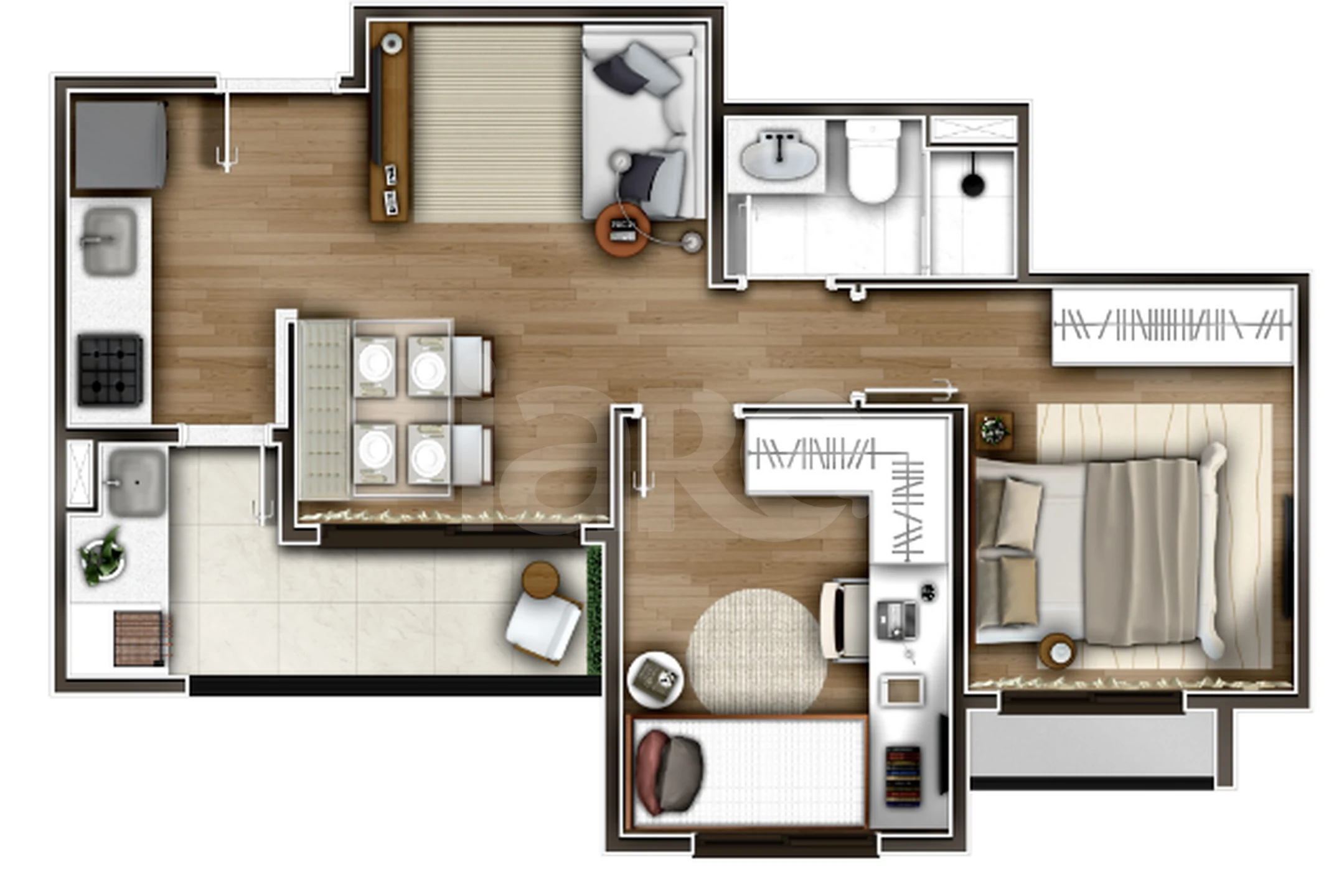Planta — Apartamento 48,97 m²
