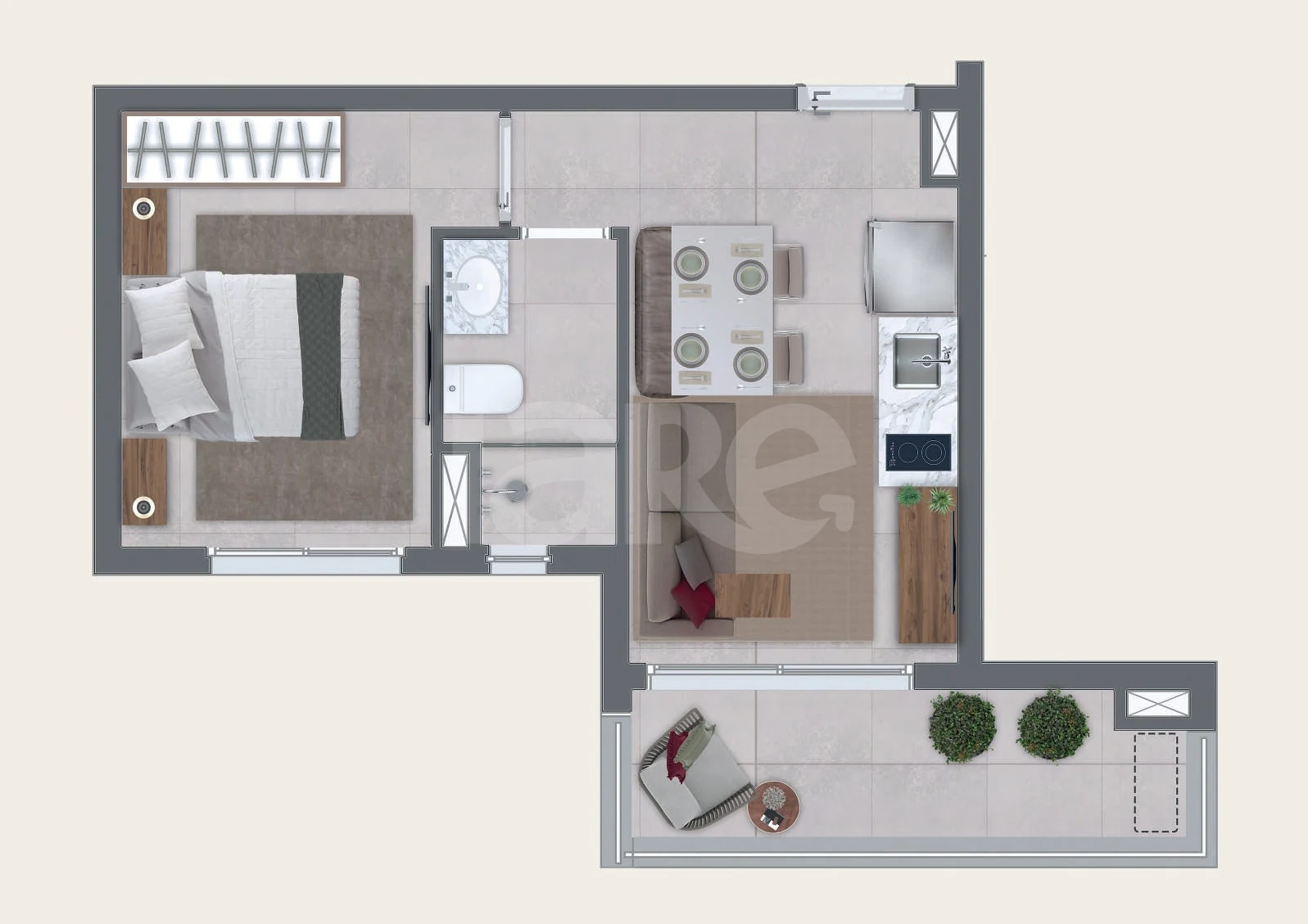 Planta — Apartamento 35,08 m²
