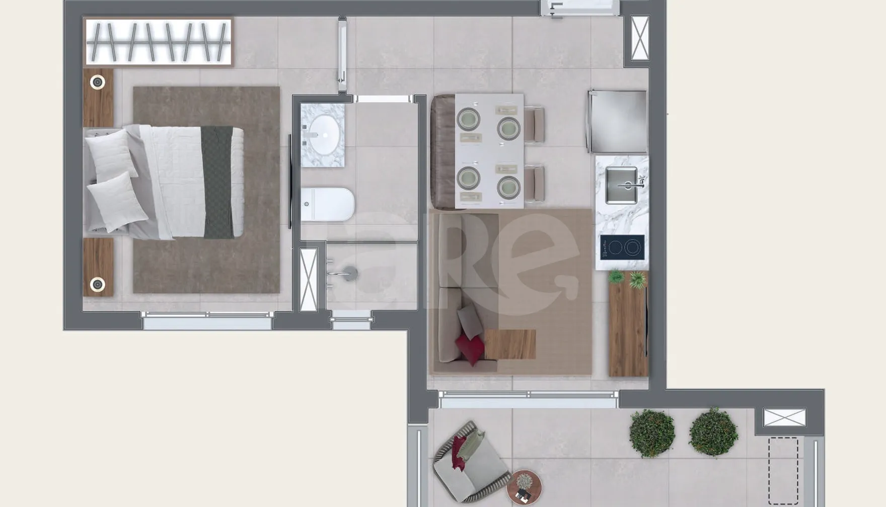 Planta — Apartamento 35,08 m²