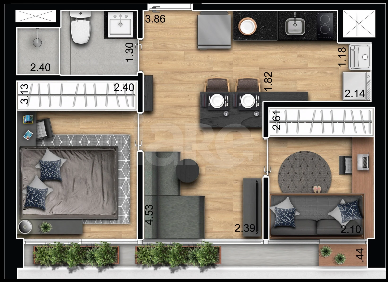Planta — Apartamento 38,79 m²