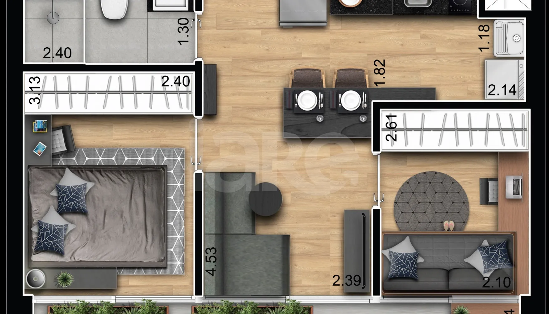 Planta — Apartamento 38,79 m²