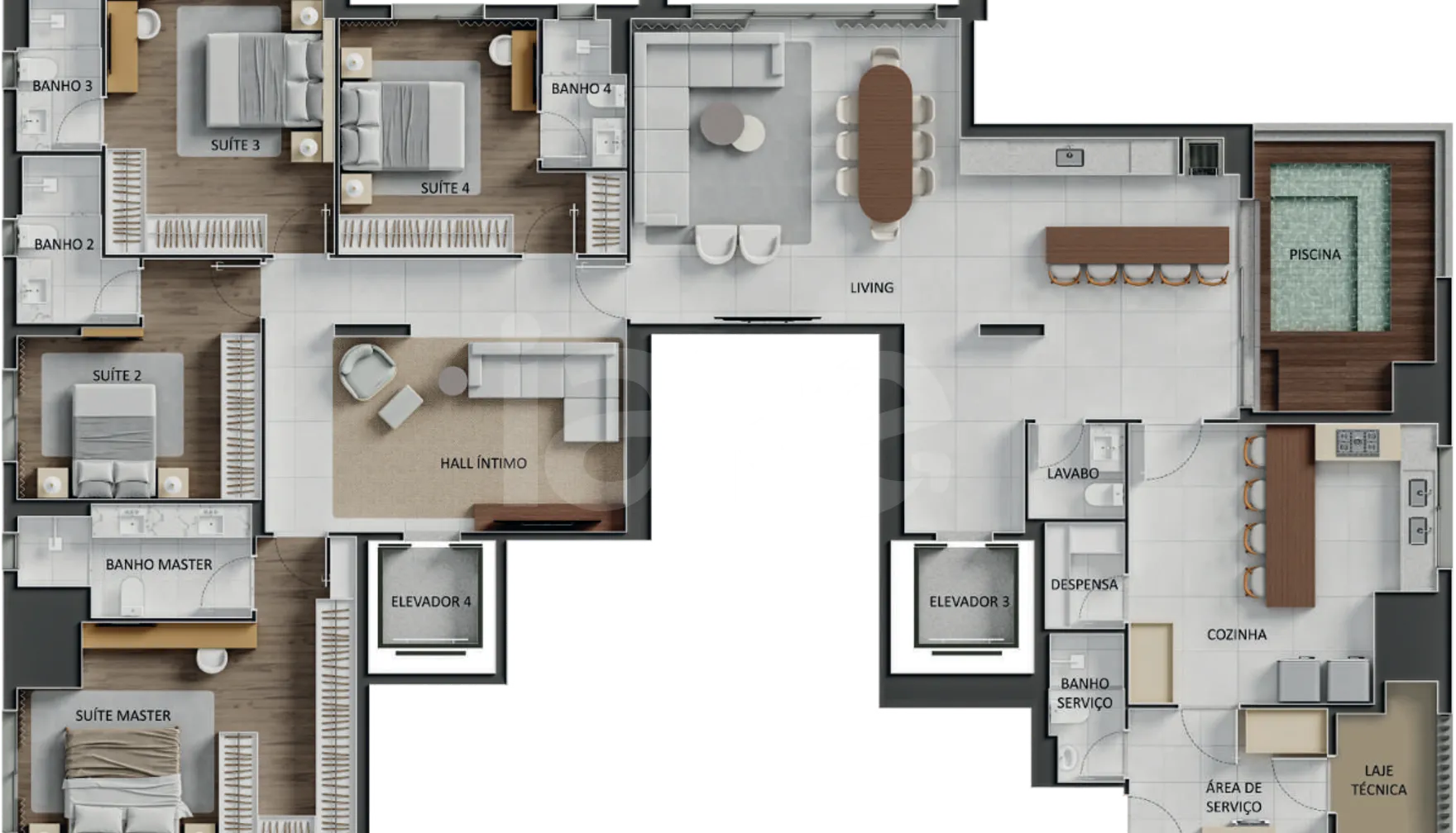 Planta — Cobertura Horizontal 253 m²