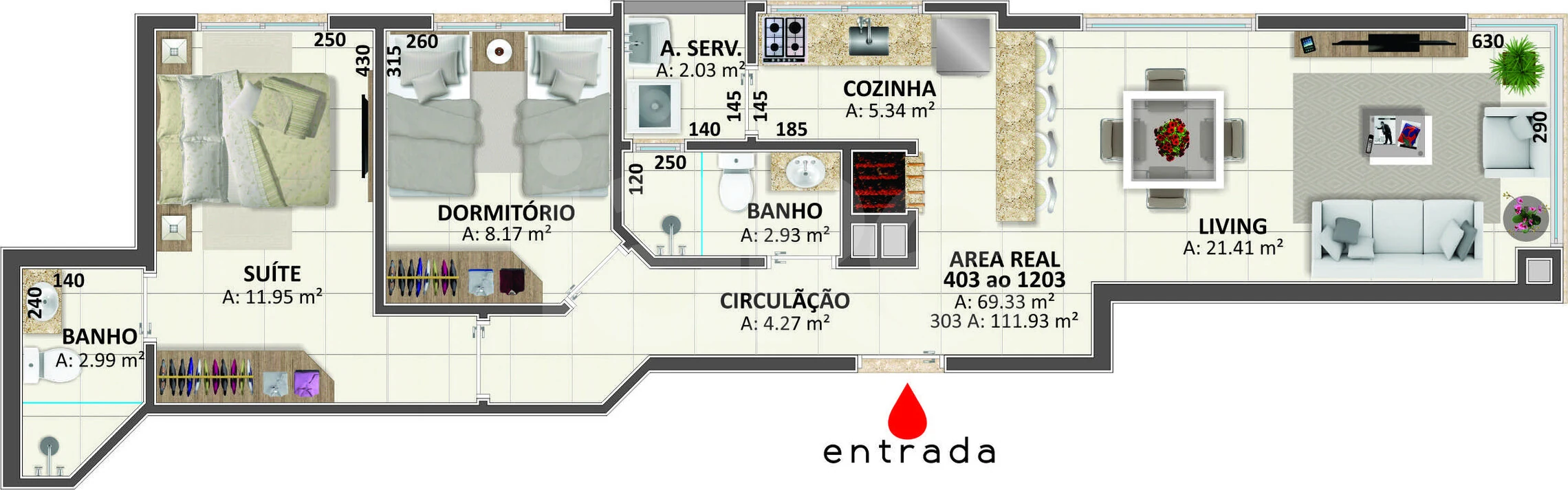 Planta — Apartamento 69,33 m²