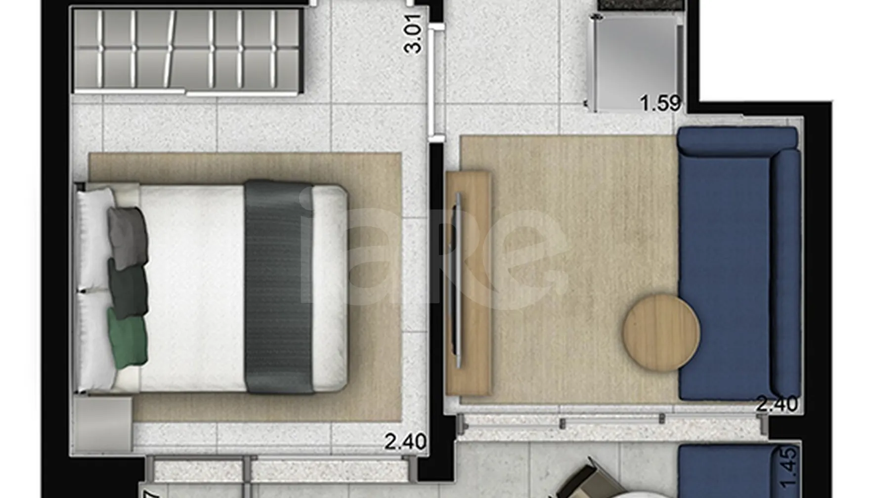 Planta — Studio 23,64 m²
