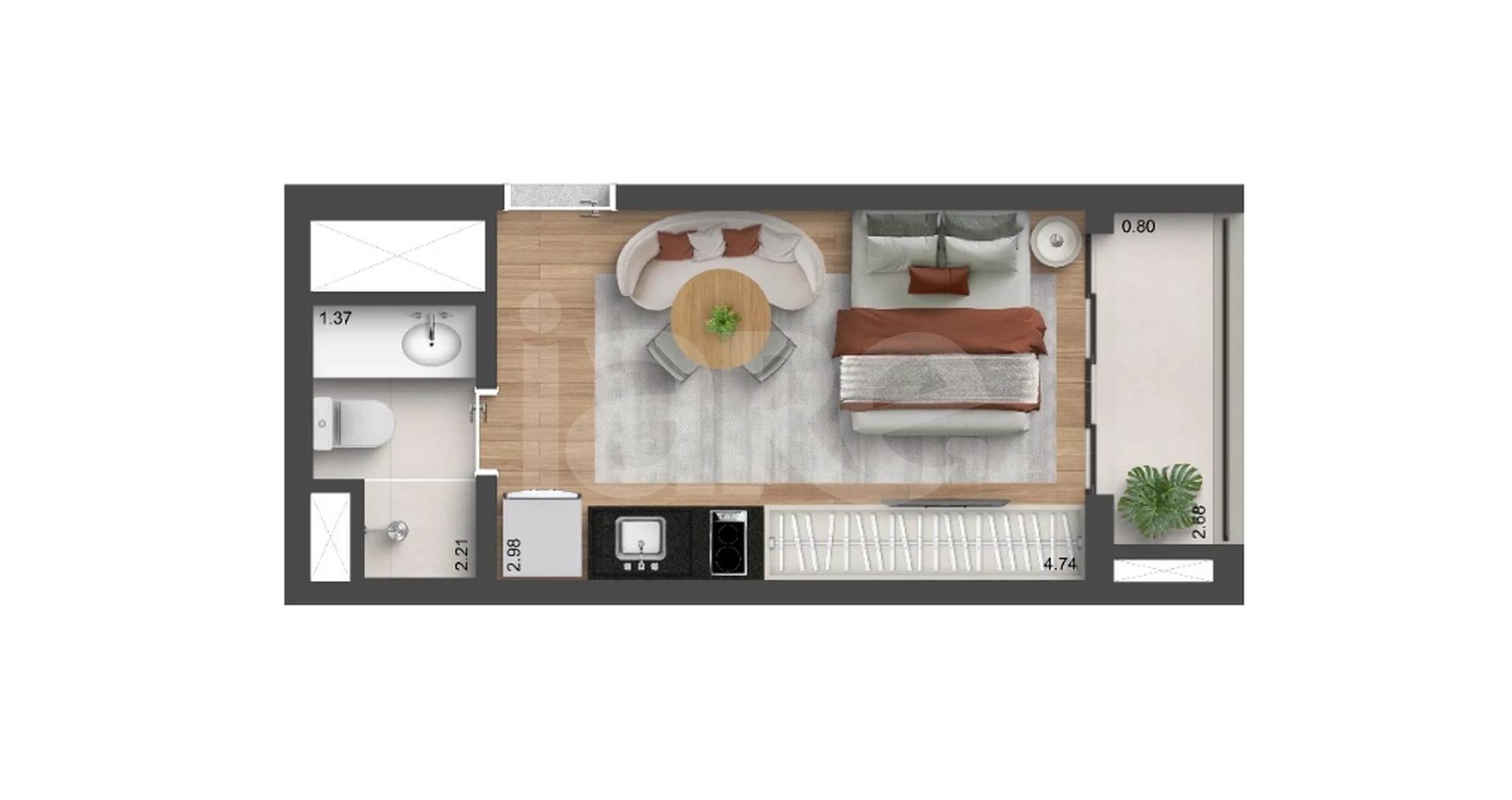 Planta — Studio 24 m²