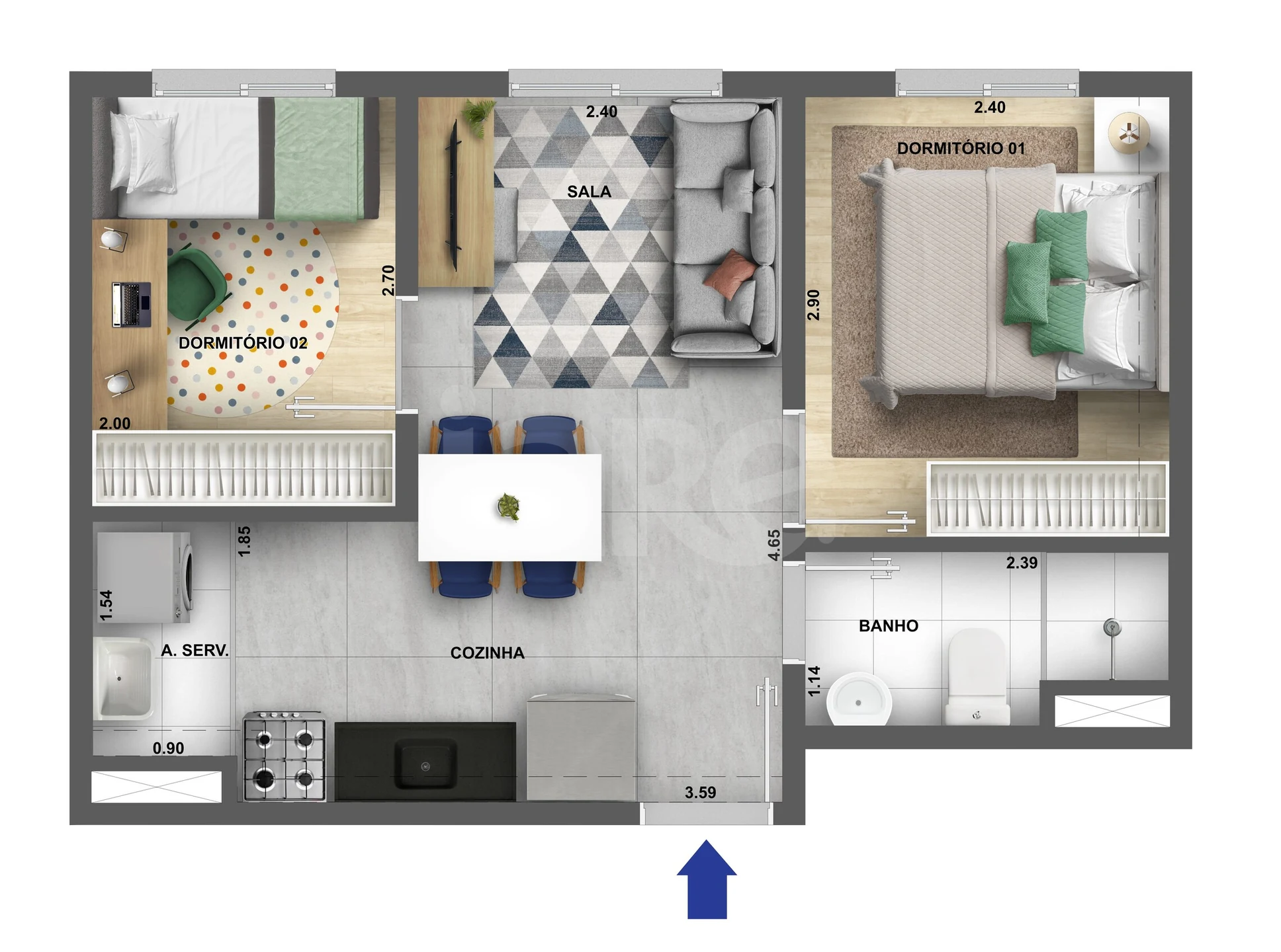 Planta — Apartamento 34 m²