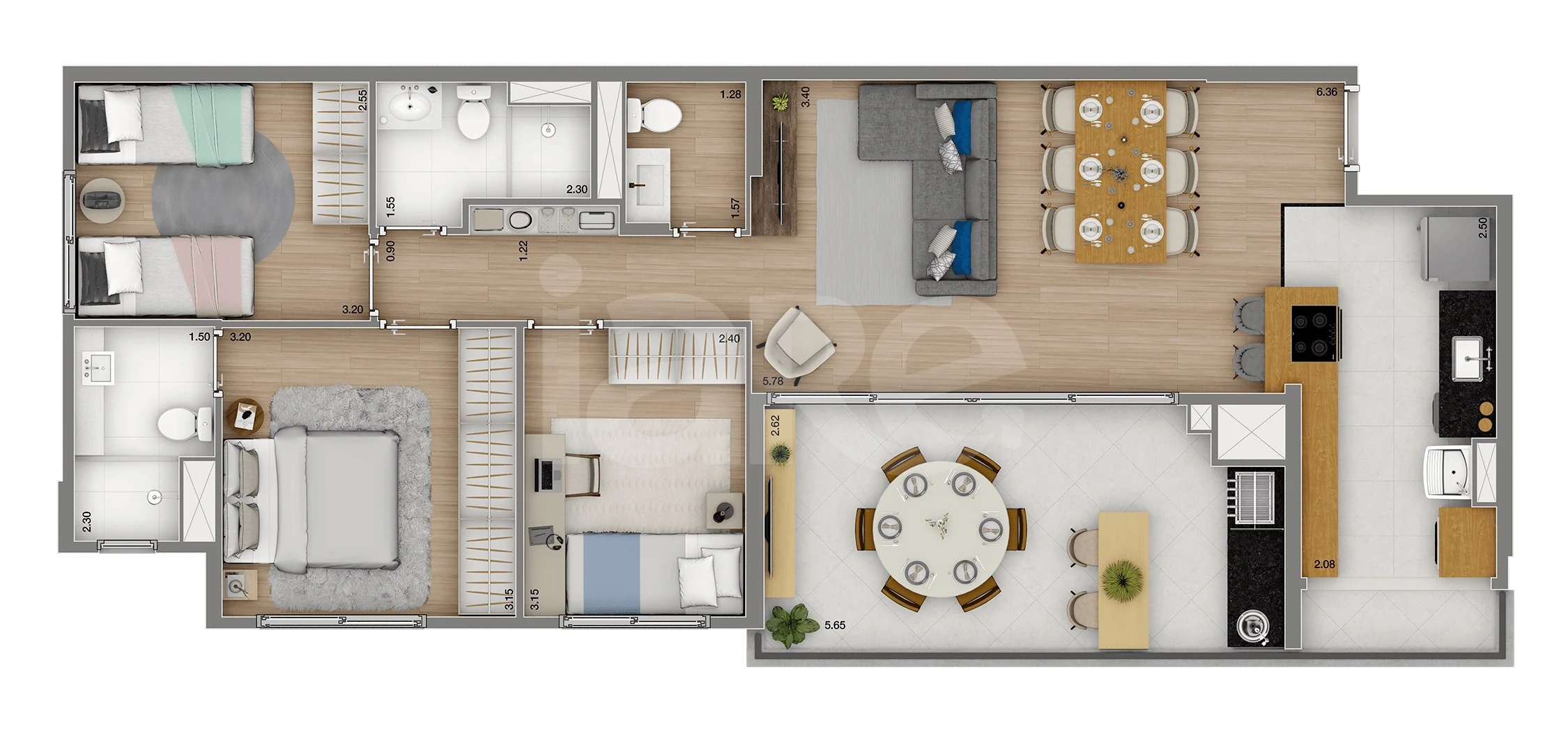Planta — Apartamento 94,86 m²