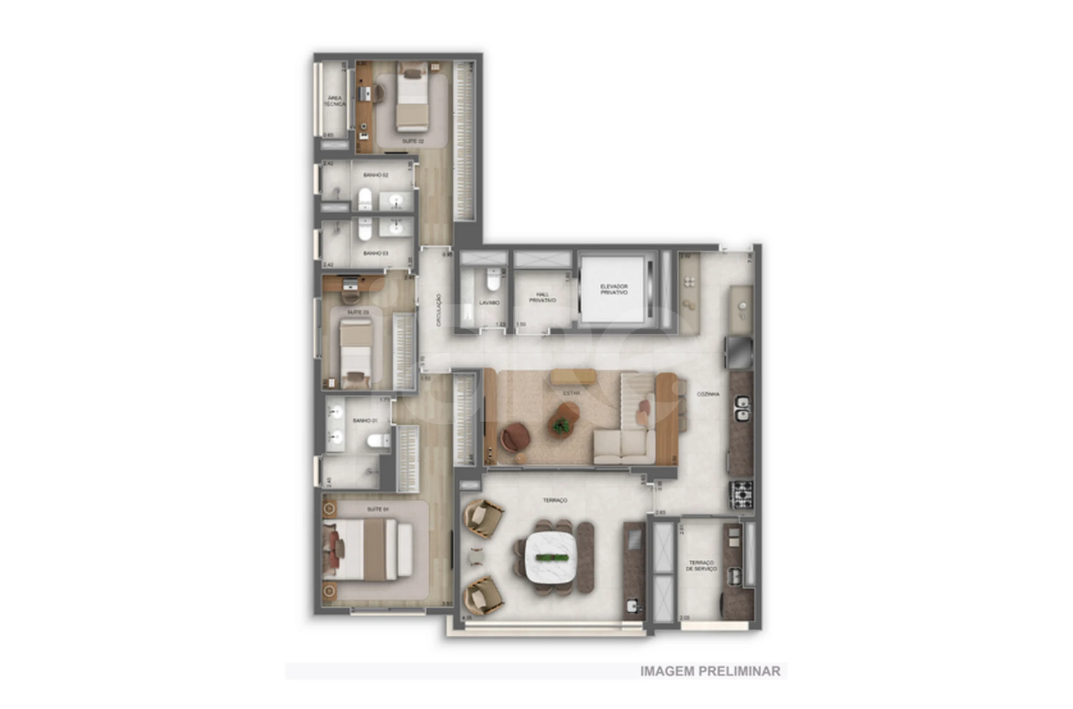 Planta — Apartamento 135,88 m²