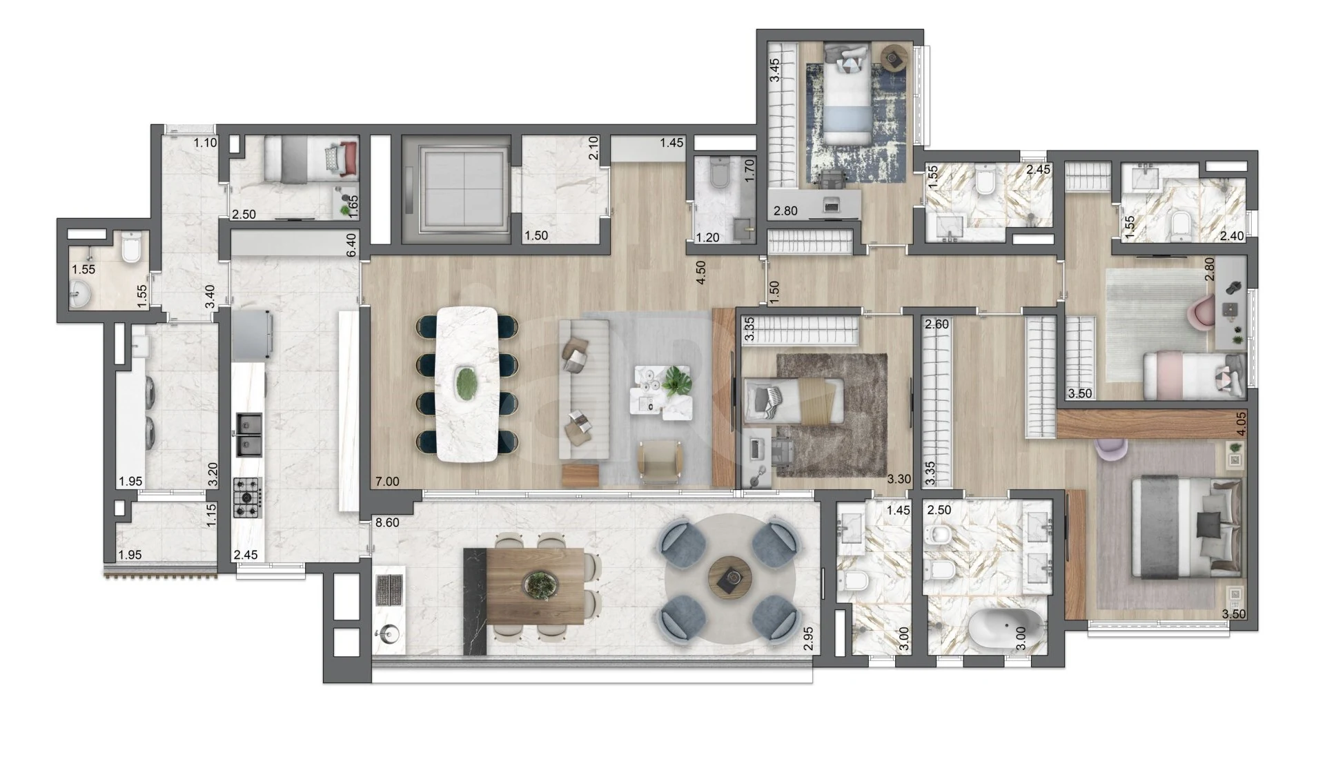 Planta — Apartamento 216 m²