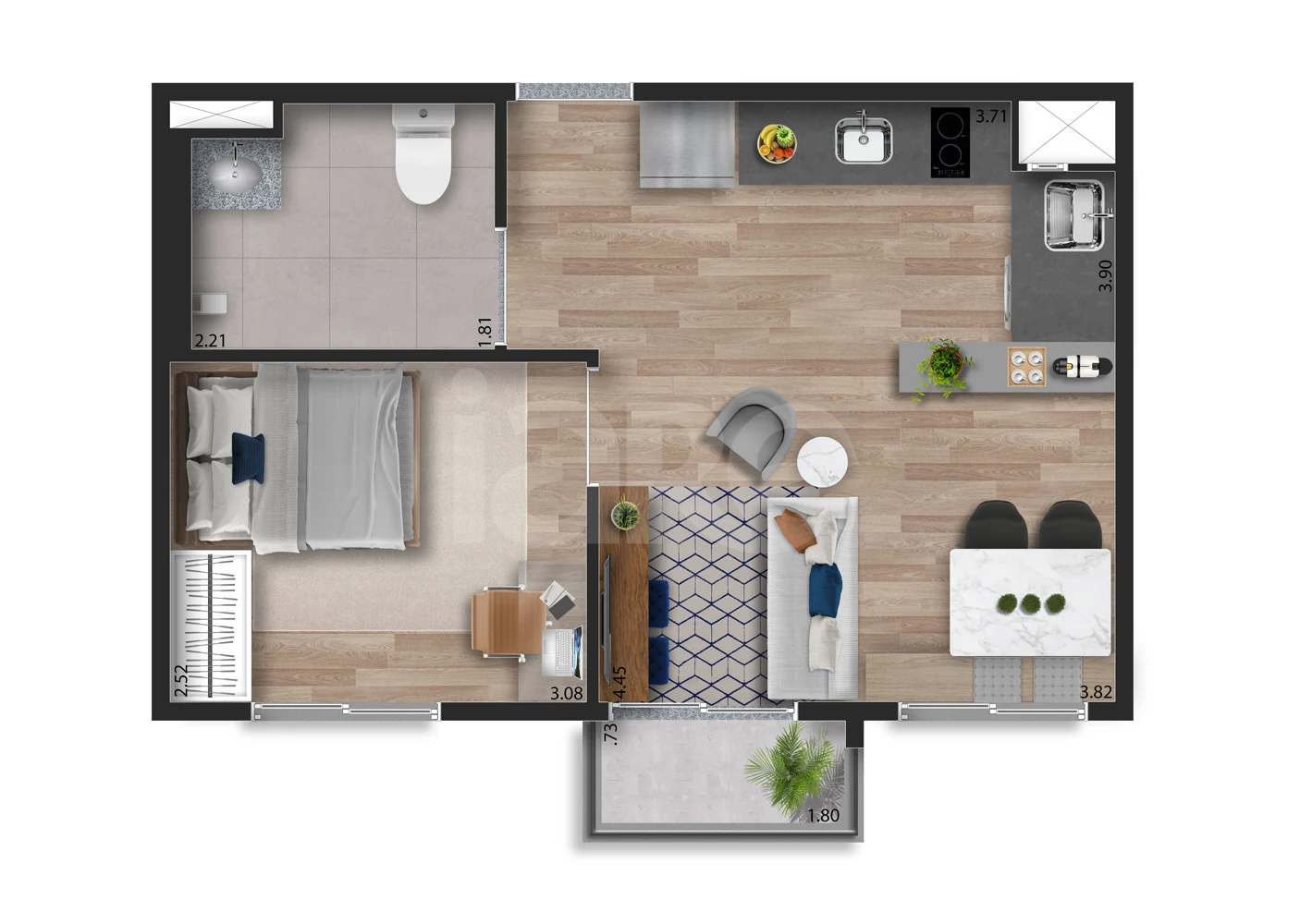 Planta — Apartamento 35,29 m²