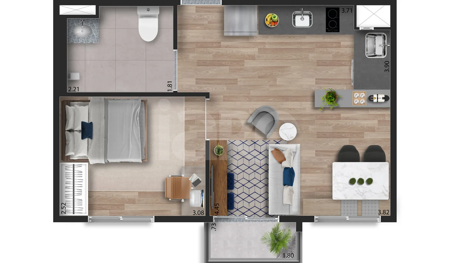 Planta — Apartamento 35,29 m²