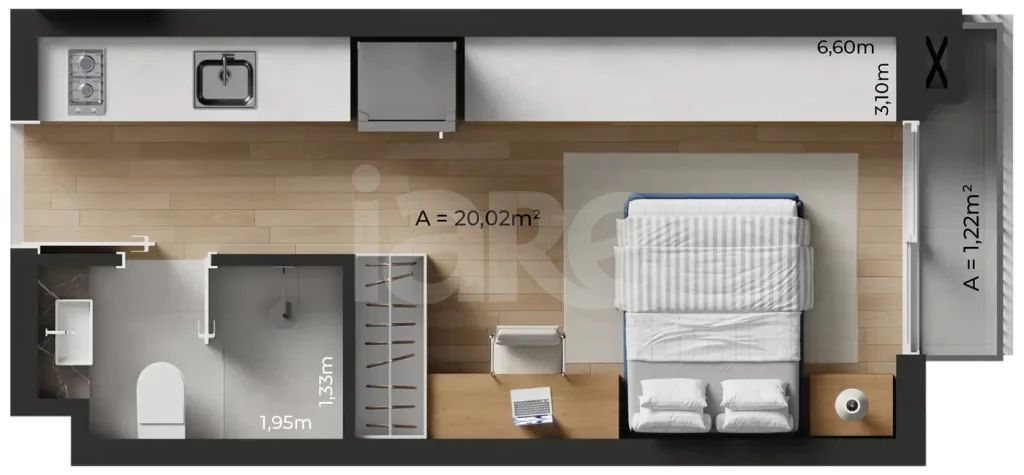 Planta — Studio 25,64 m²