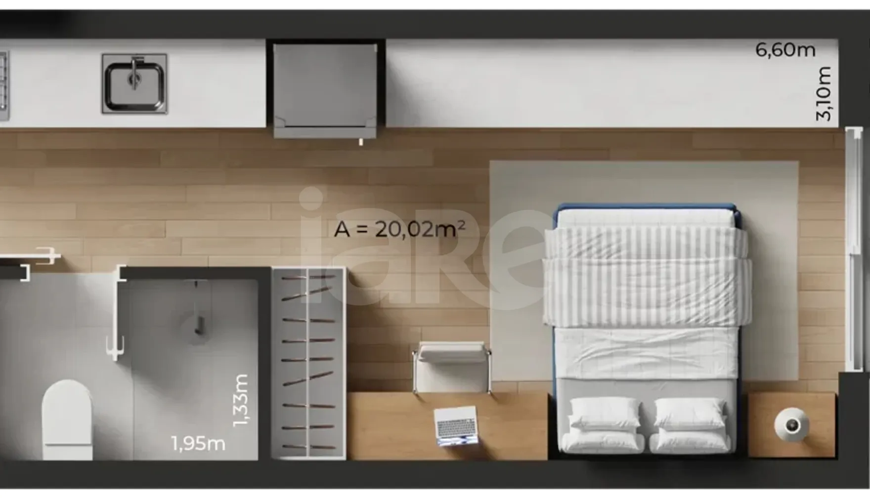 Planta — Studio 25,64 m²
