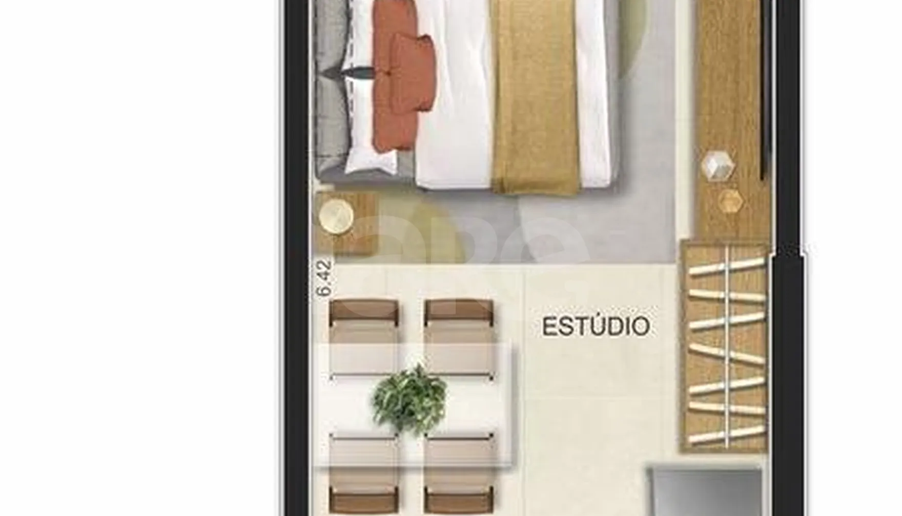 Planta — Studio 32,74 m²