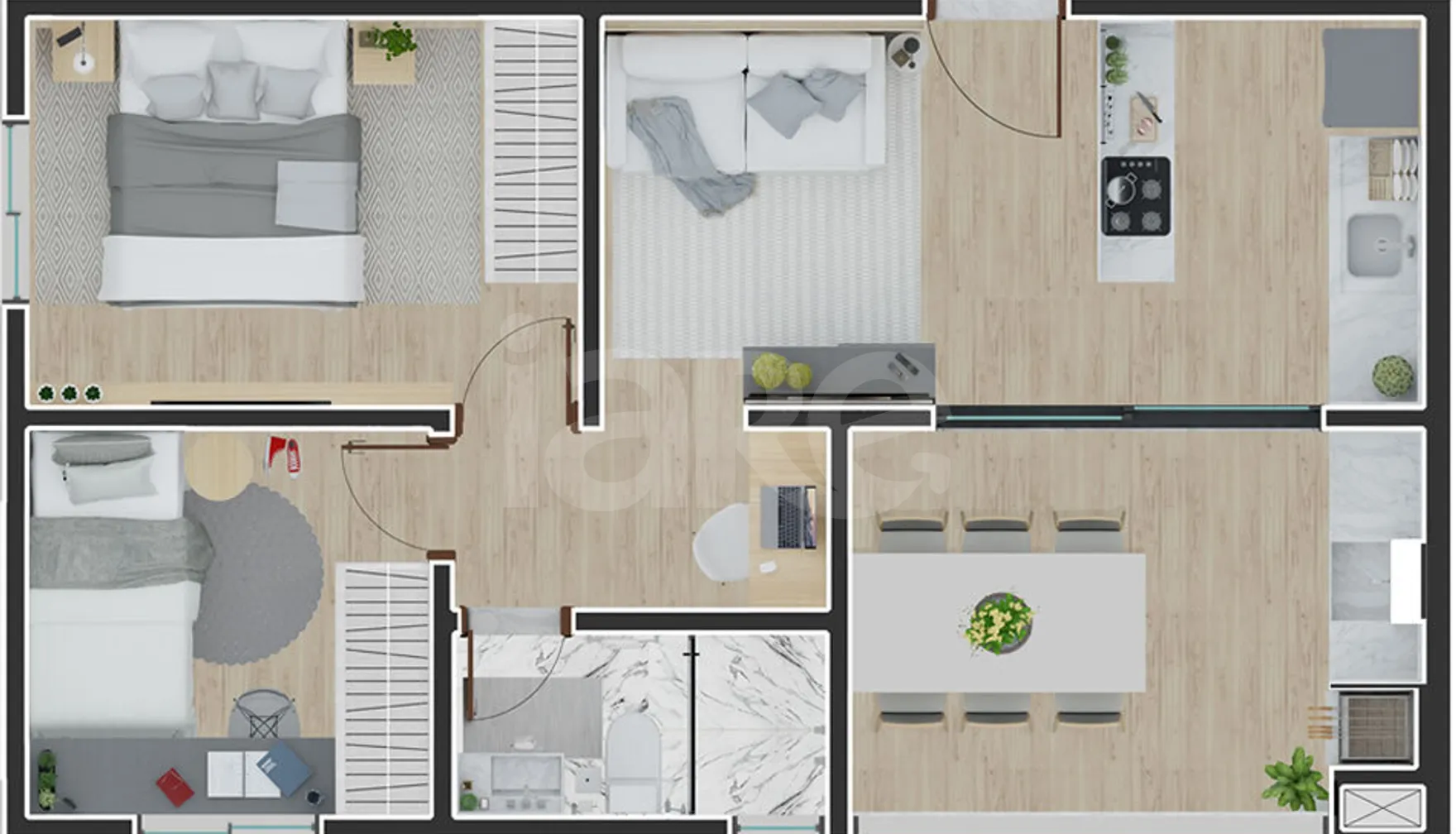 Planta — Apartamento 51,12 m²