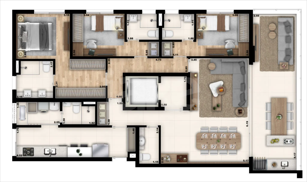 Planta — Apartamento 151,17 m²