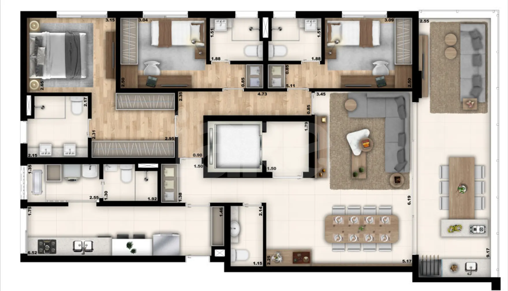 Planta — Apartamento 151,17 m²
