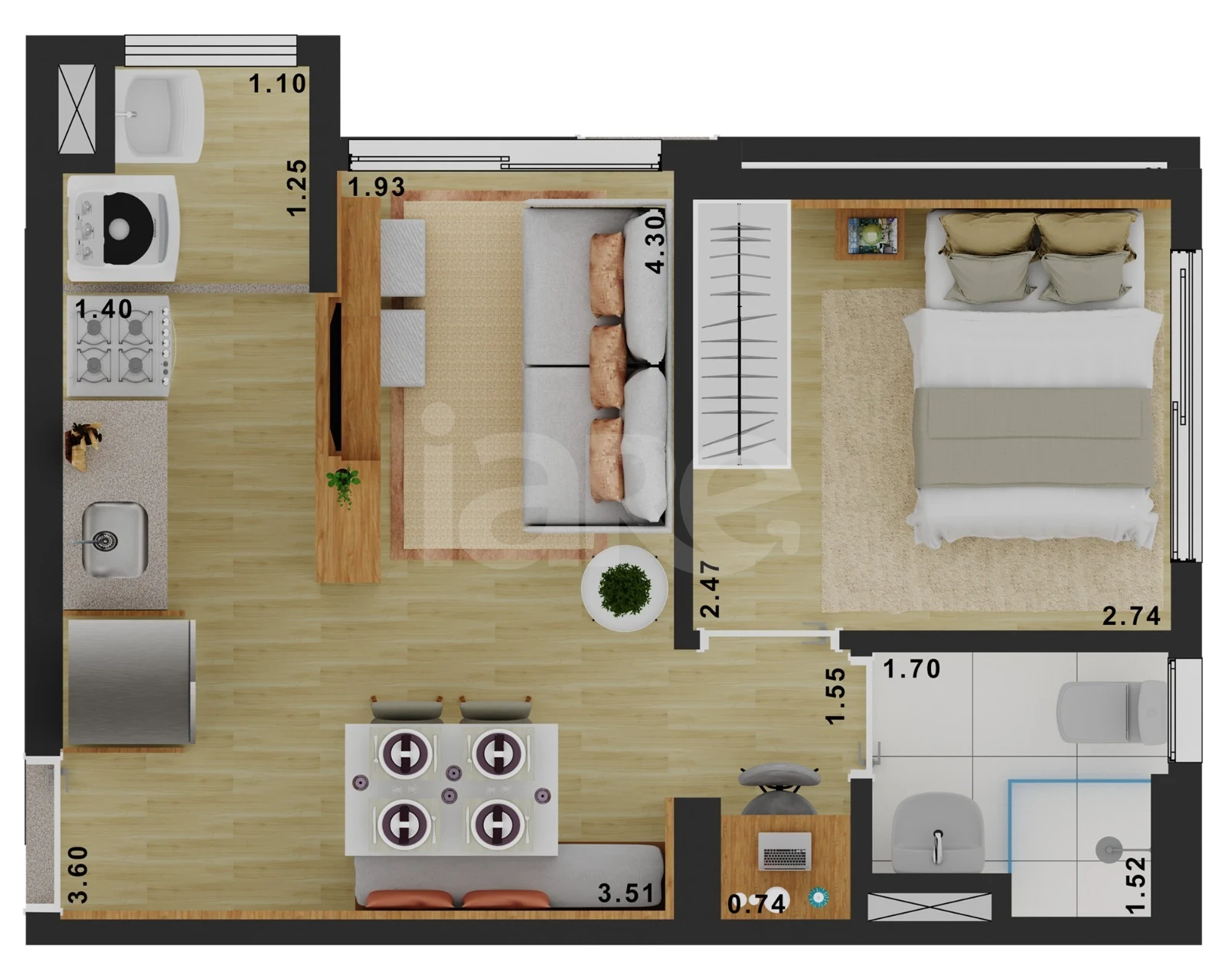 Planta — Apartamento 31,31 m²