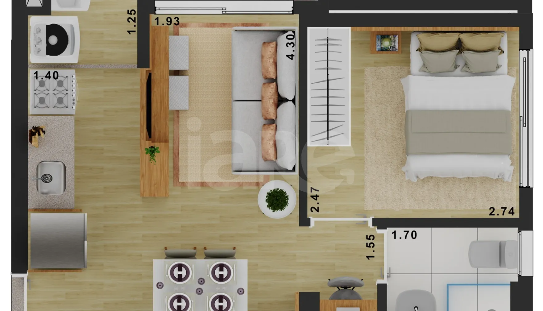 Planta — Apartamento 31,31 m²