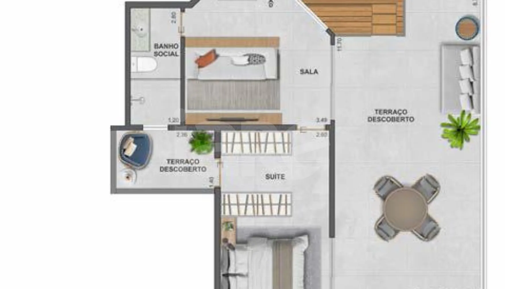 Planta — Cobertura Duplex 165,24 m²