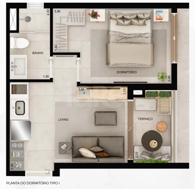 Planta — Apartamento 30,01 m²