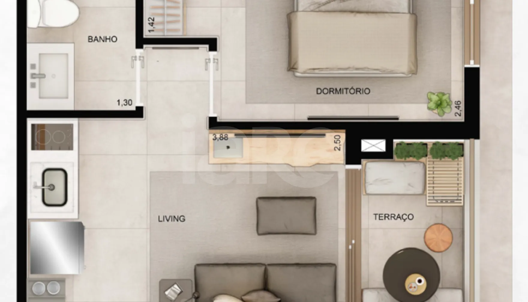 Planta — Apartamento 30,01 m²