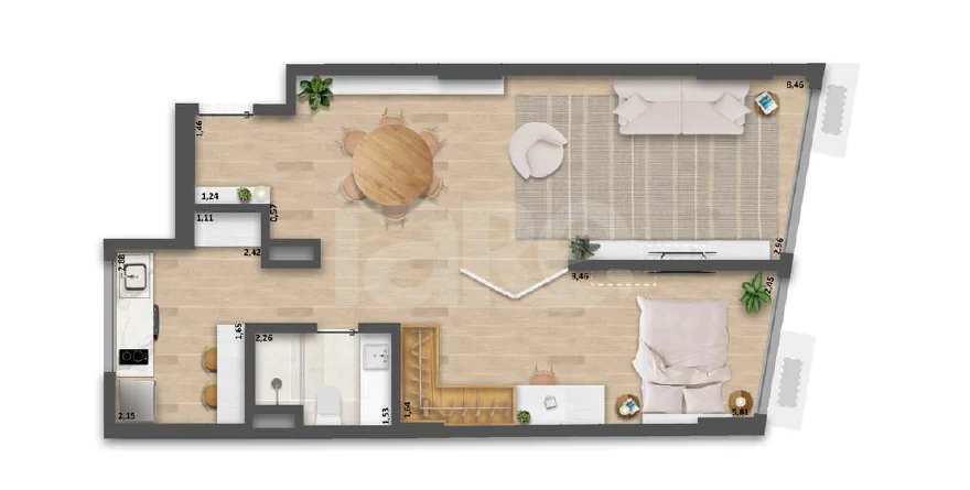 Planta — Studio 65,1 m²