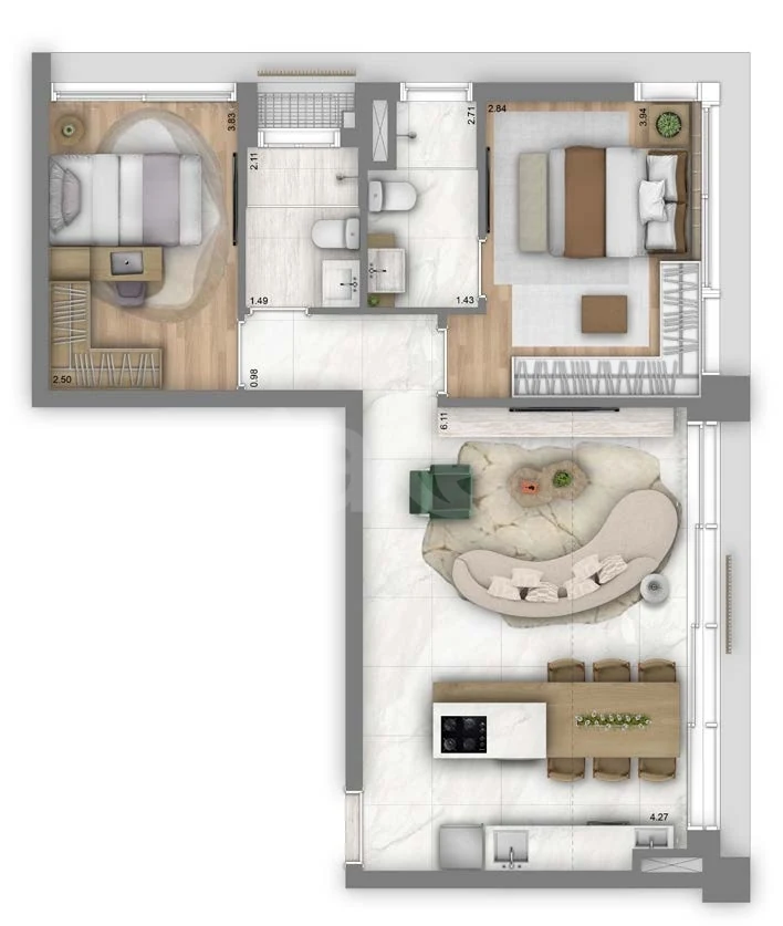Planta — Apartamento 69,53 m²