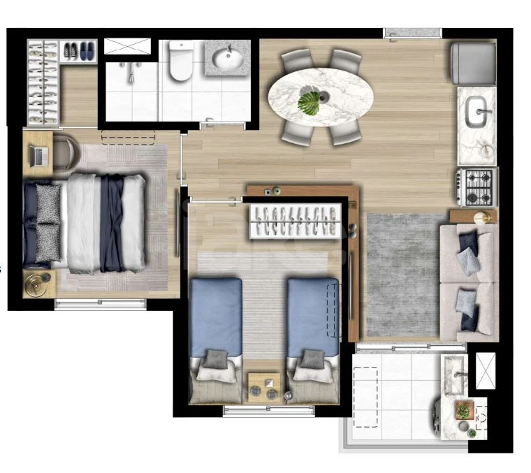 Planta — Apartamento 41,01 m²