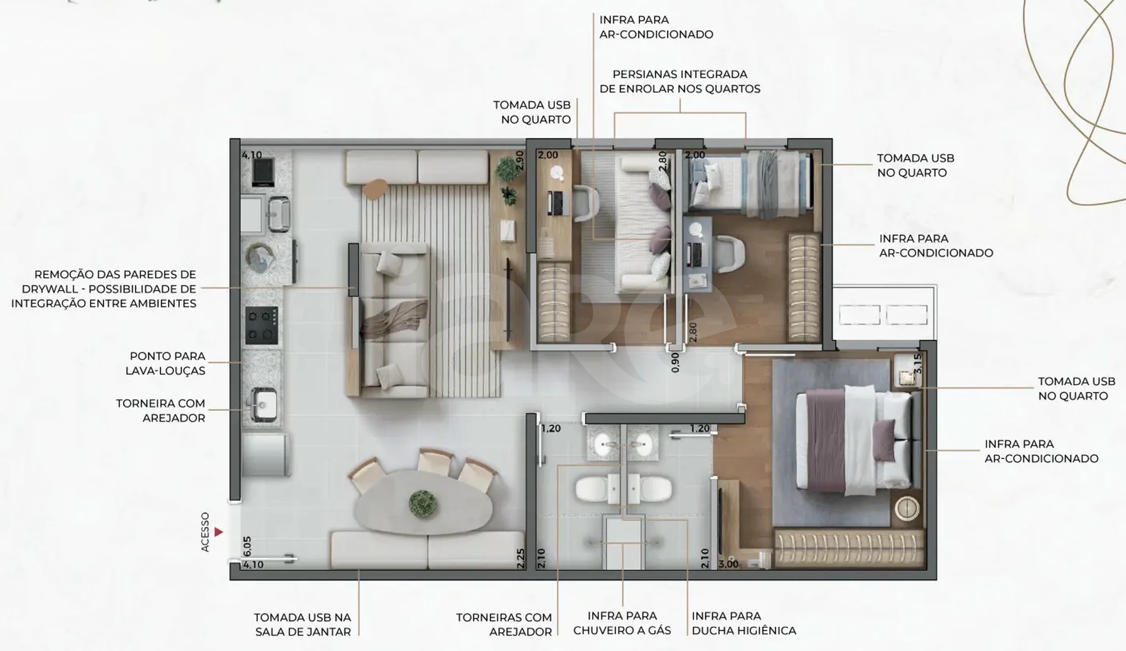 Planta — Apartamento 58,49 m²