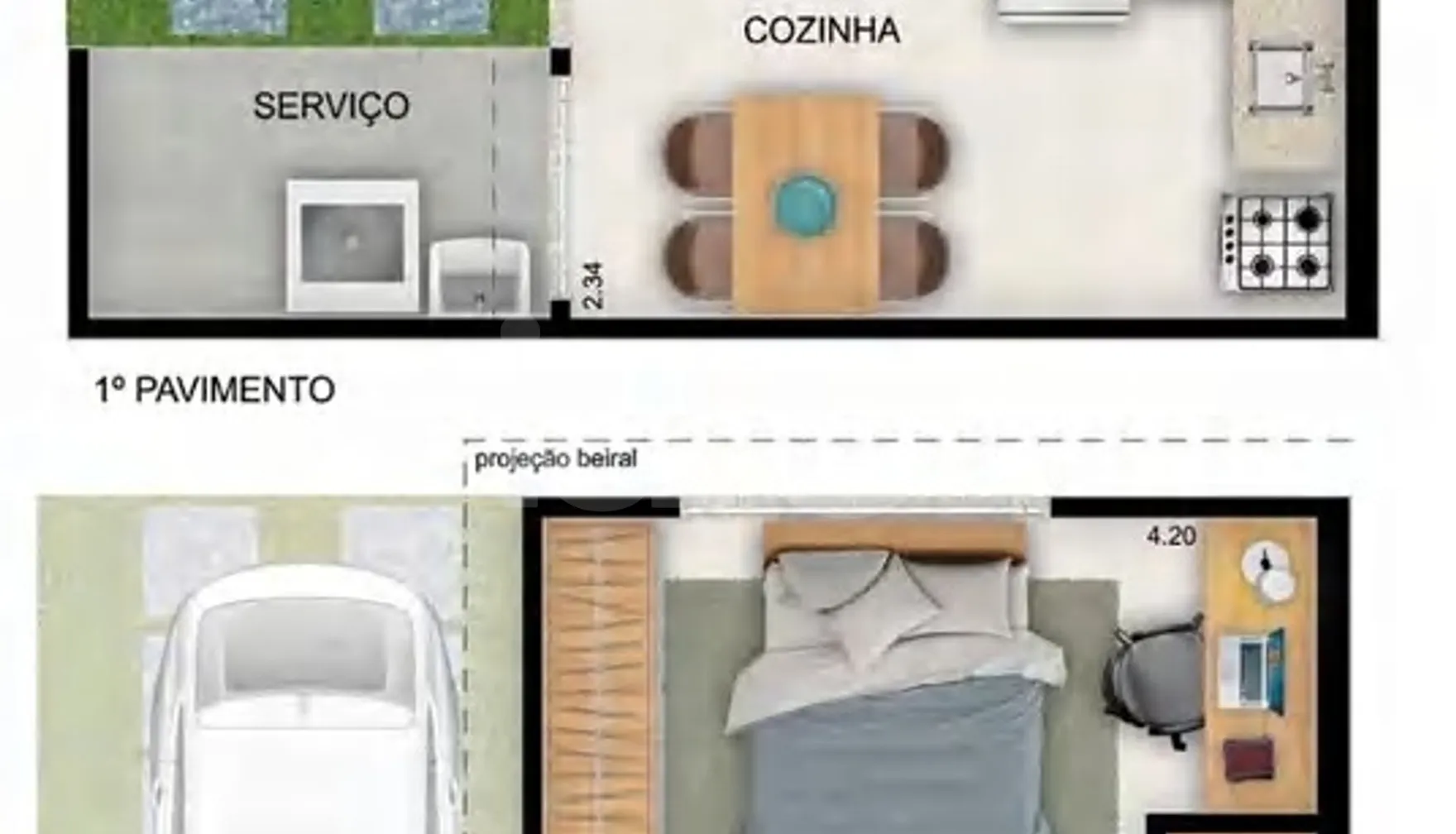 Planta — Casa em Condomínio 74,7 m²