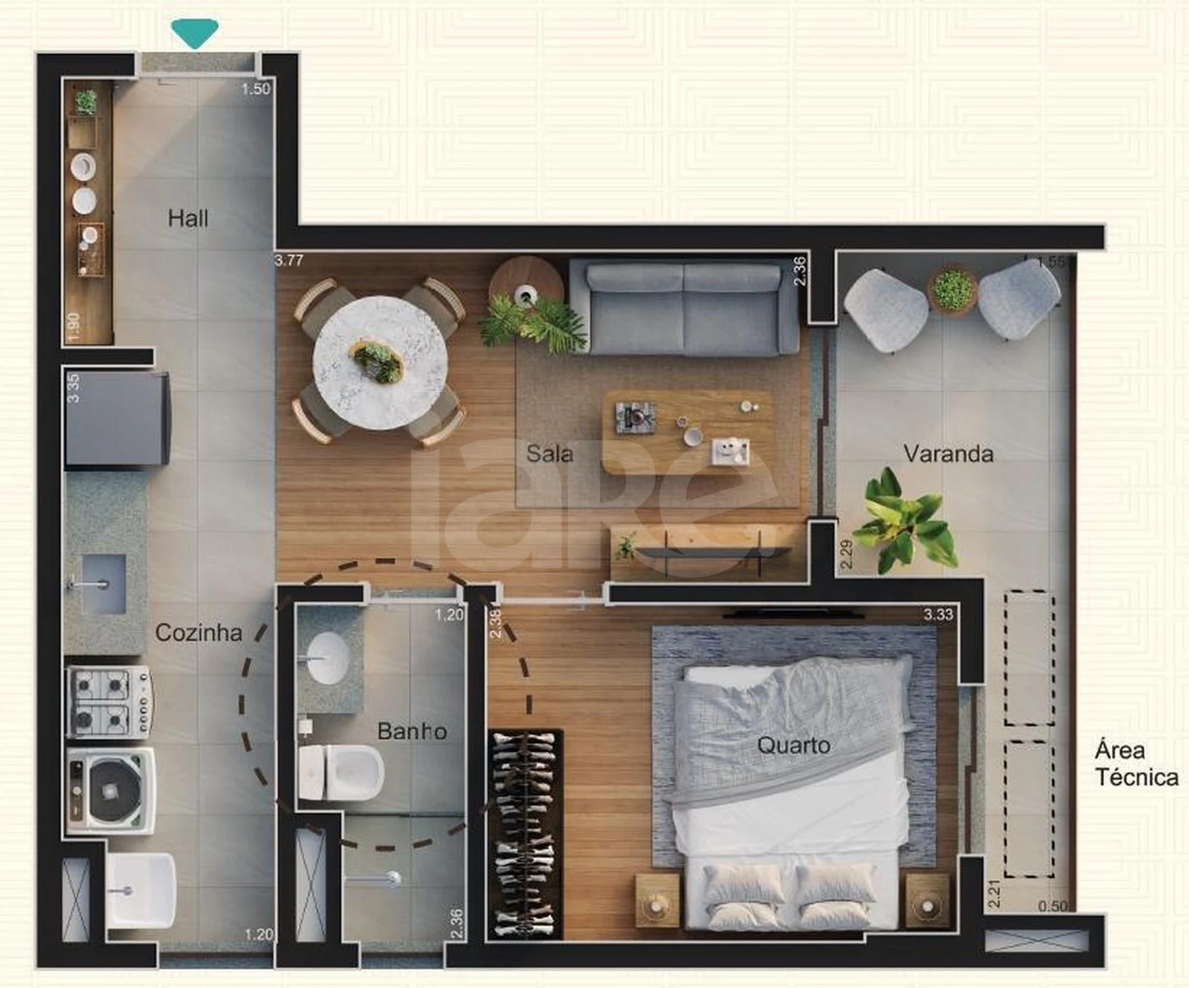 Planta — Apartamento 39,56 m²