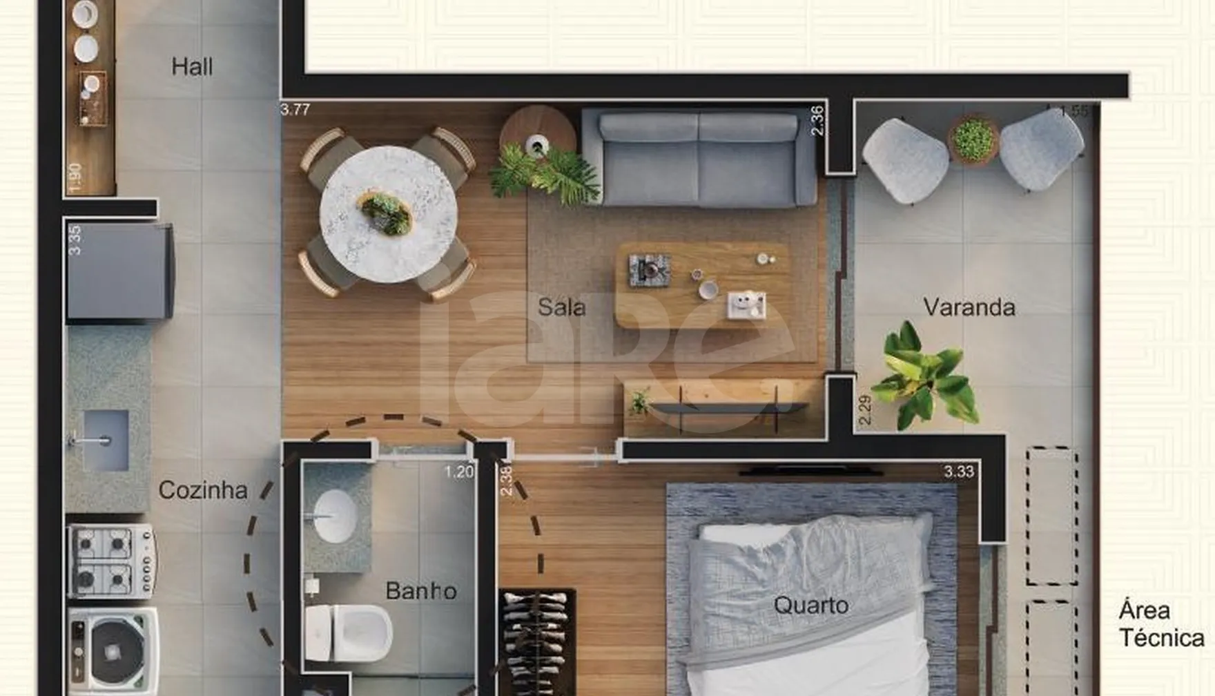 Planta — Apartamento 39,56 m²