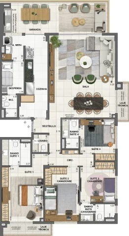 Planta — Apartamento 165,36 m²