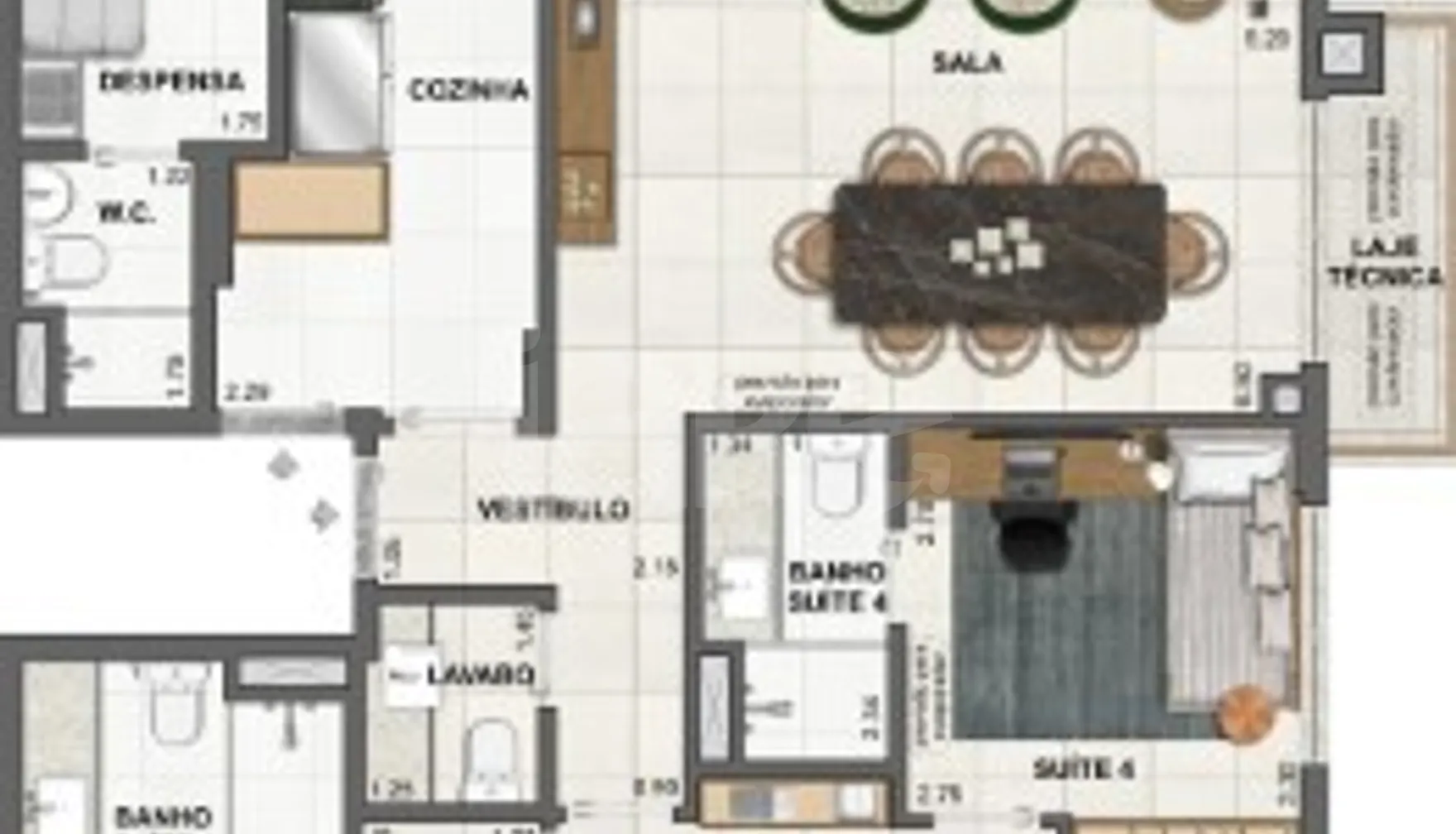 Planta — Apartamento 165,36 m²