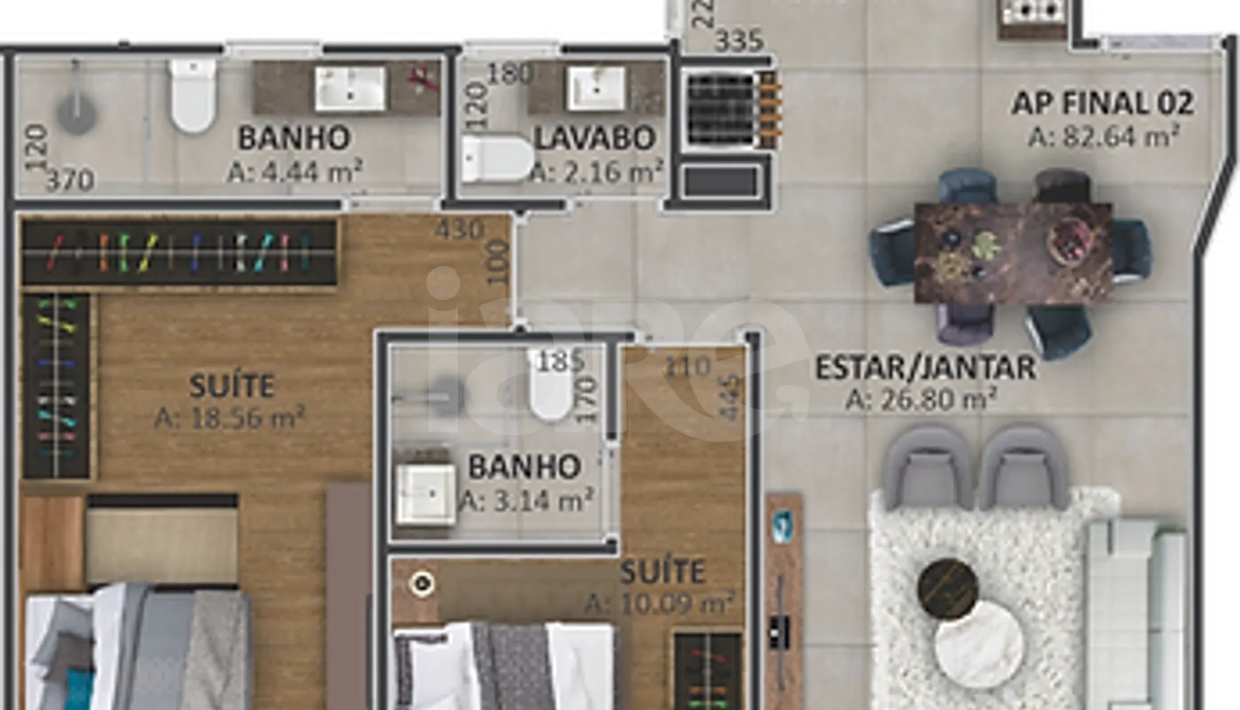 Planta — Apartamento 82,64 m²