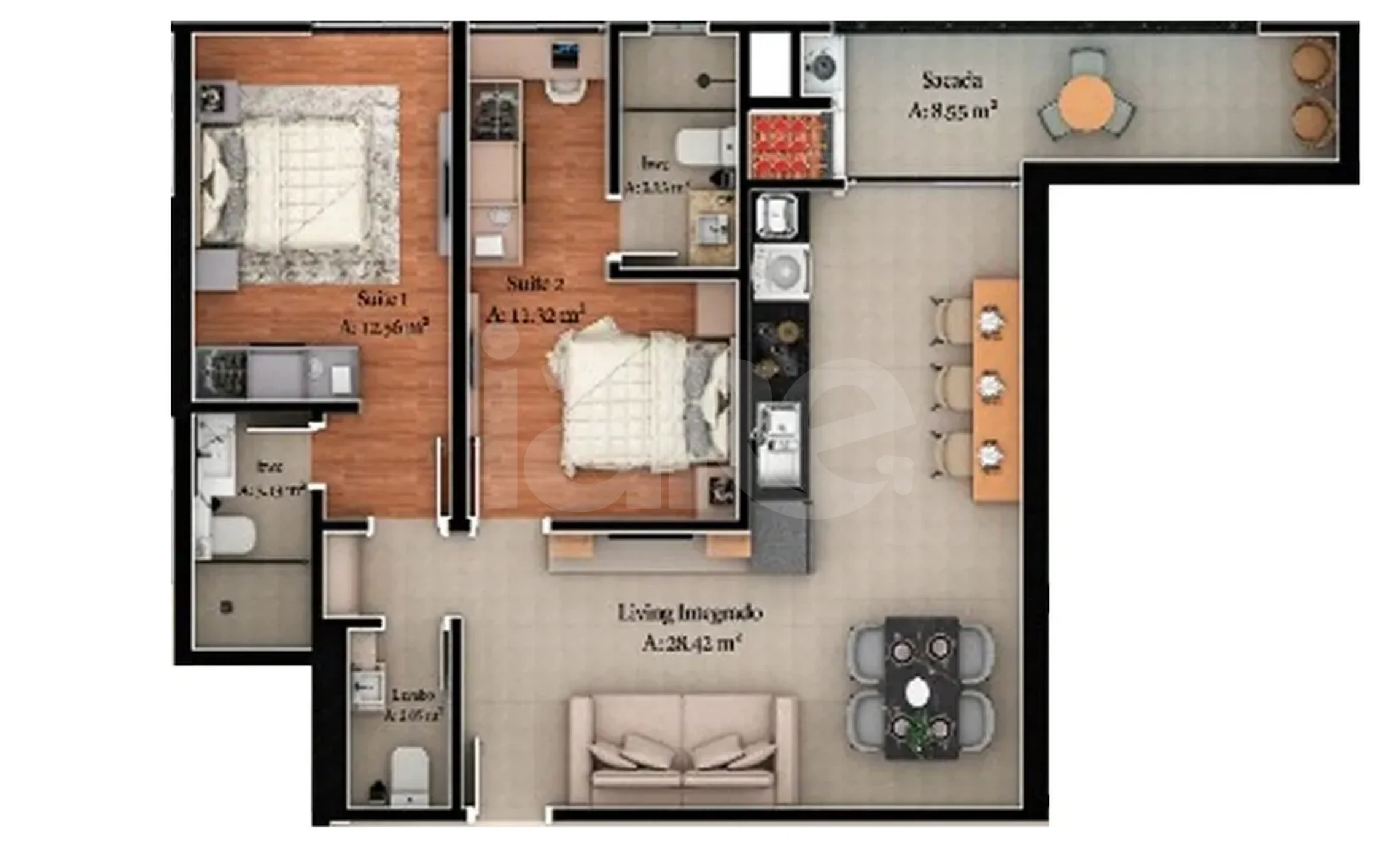 Planta — Apartamento 85 m²
