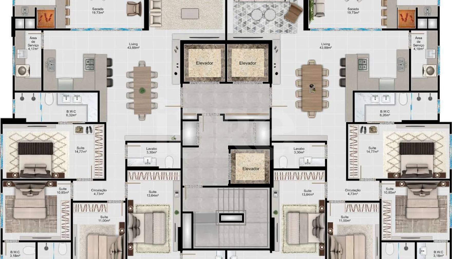 Planta — Apartamento 160 m²