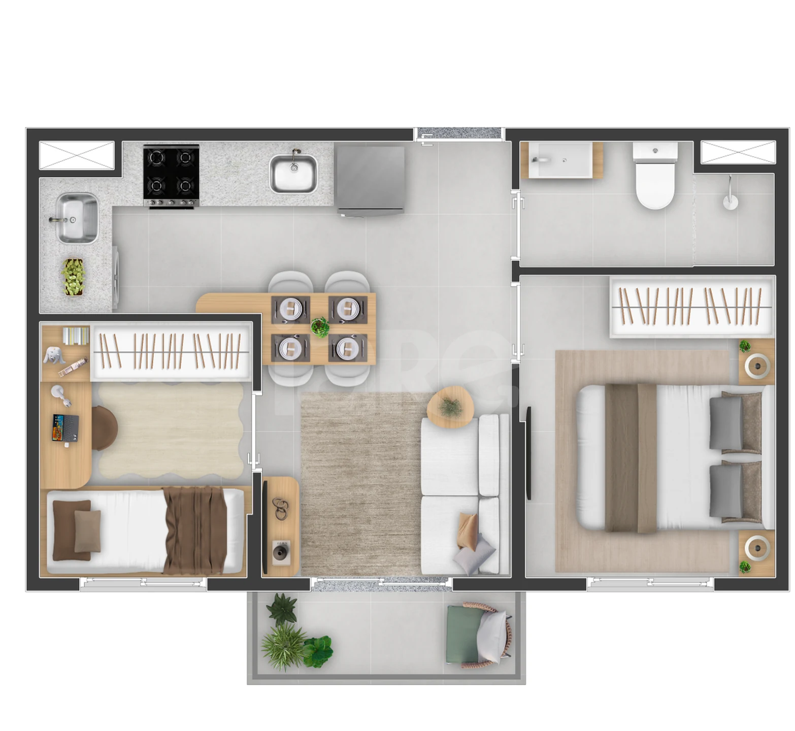 Planta — Apartamento 33,96 m²