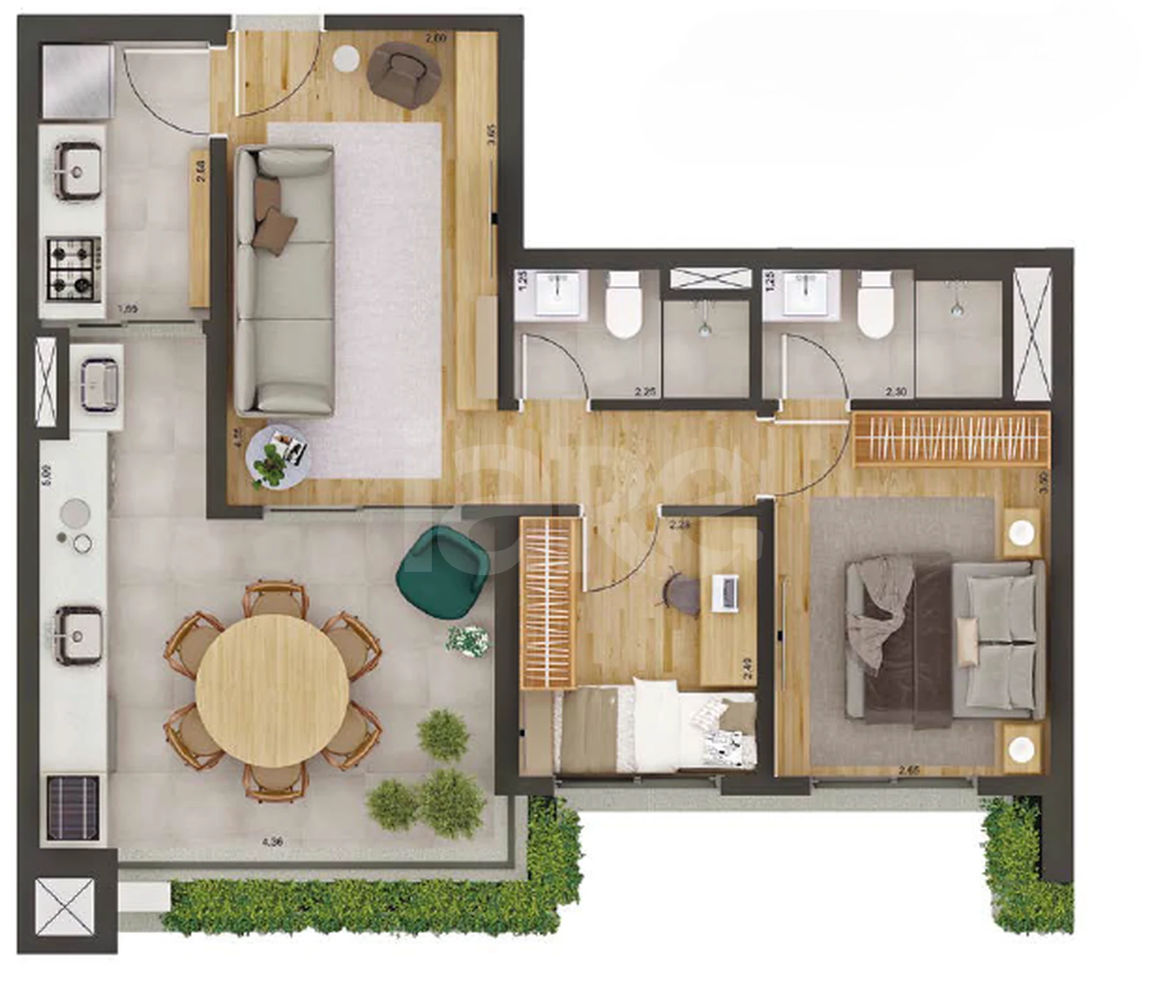 Planta — Apartamento 65,87 m²