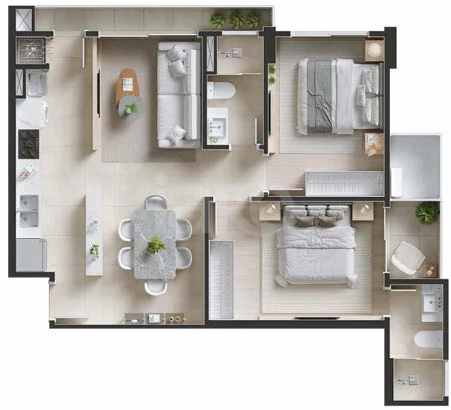 Planta — Apartamento 73,35 m²