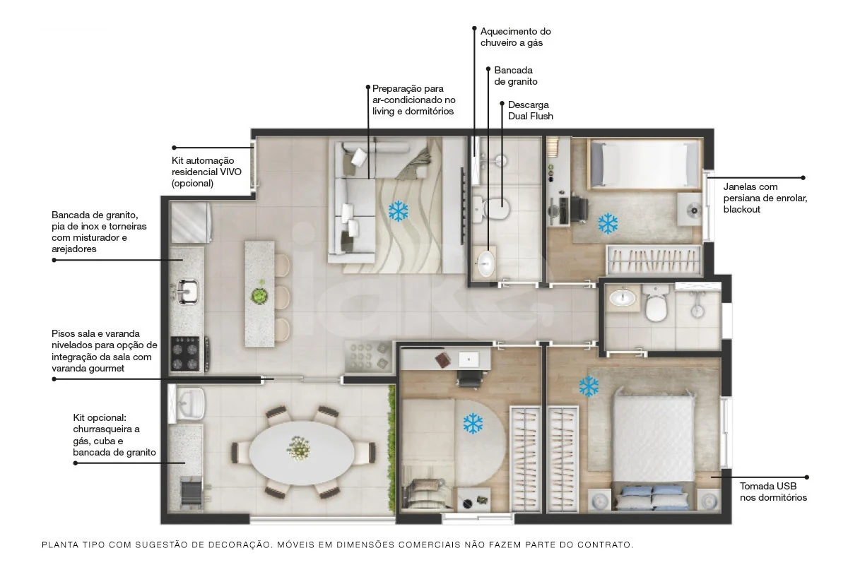 Planta — Apartamento 61,9 m²