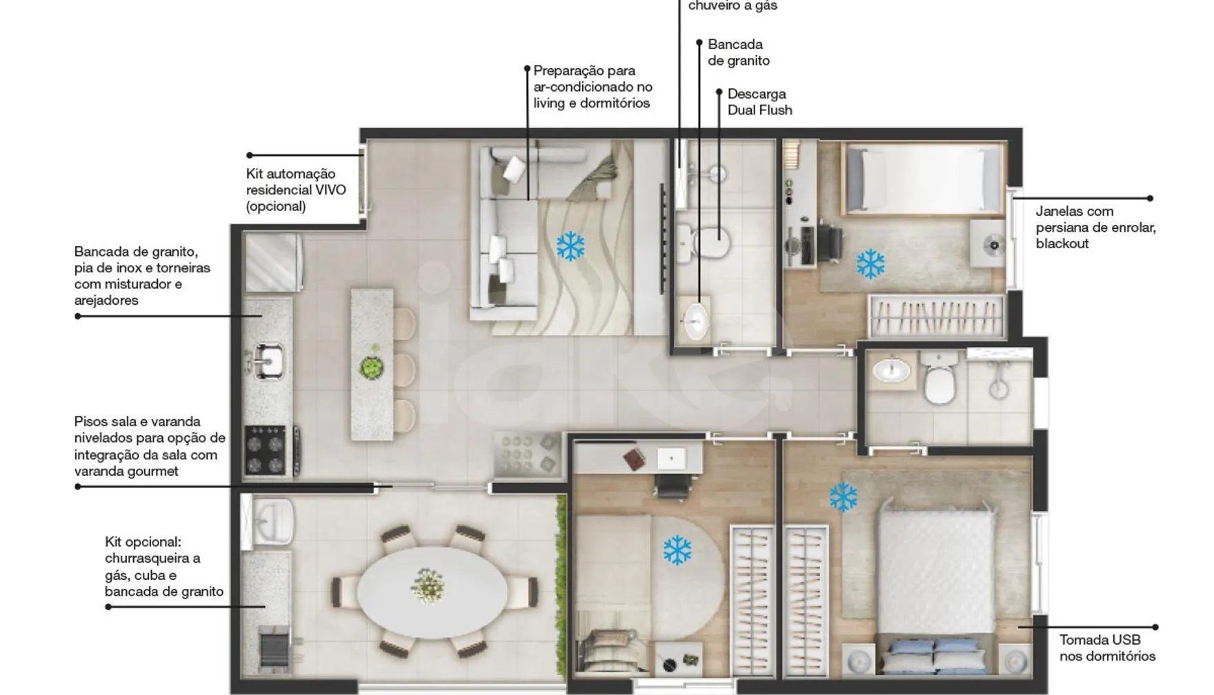 Planta — Apartamento 61,9 m²