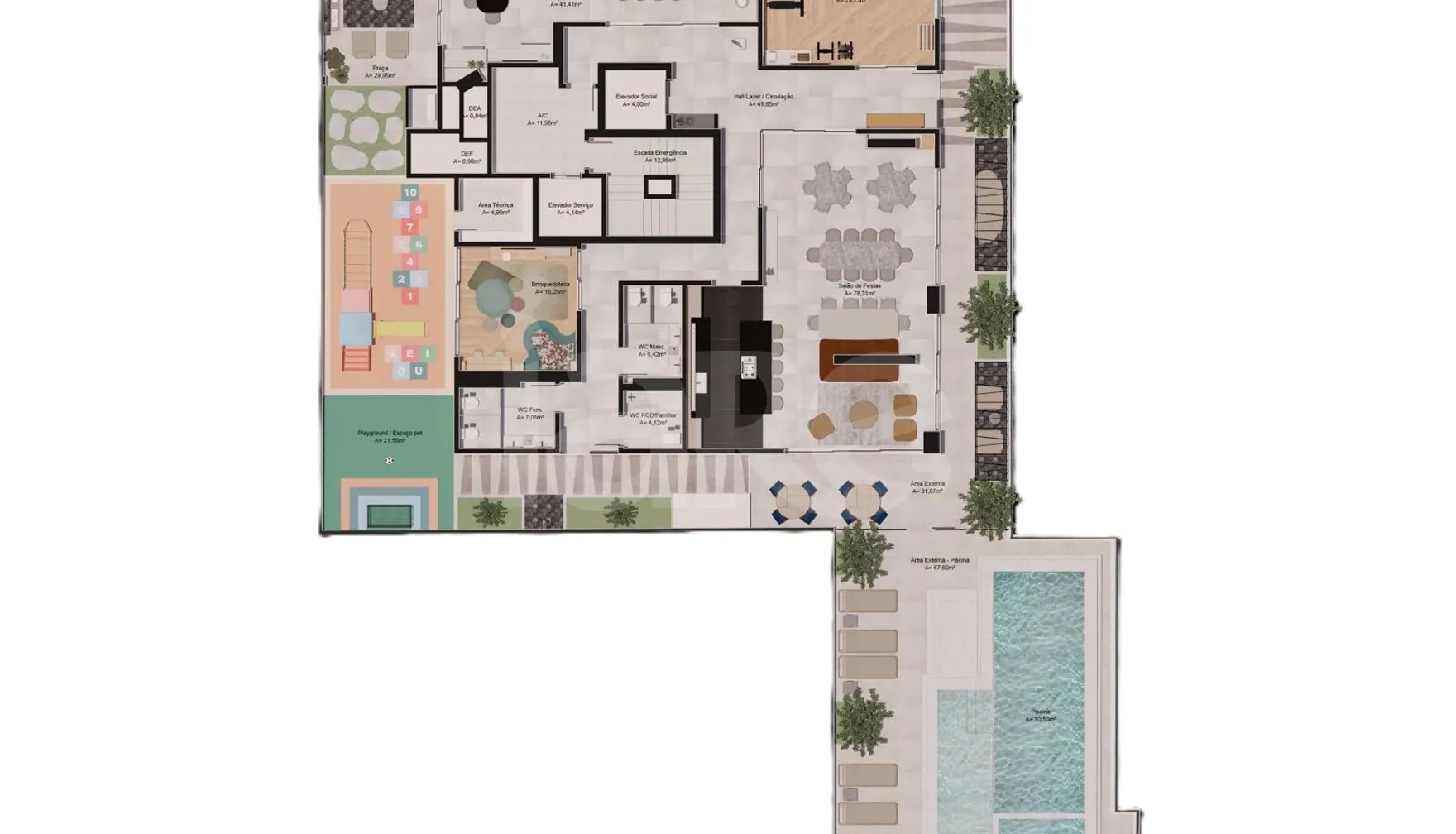 Planta — Pavimento lazer