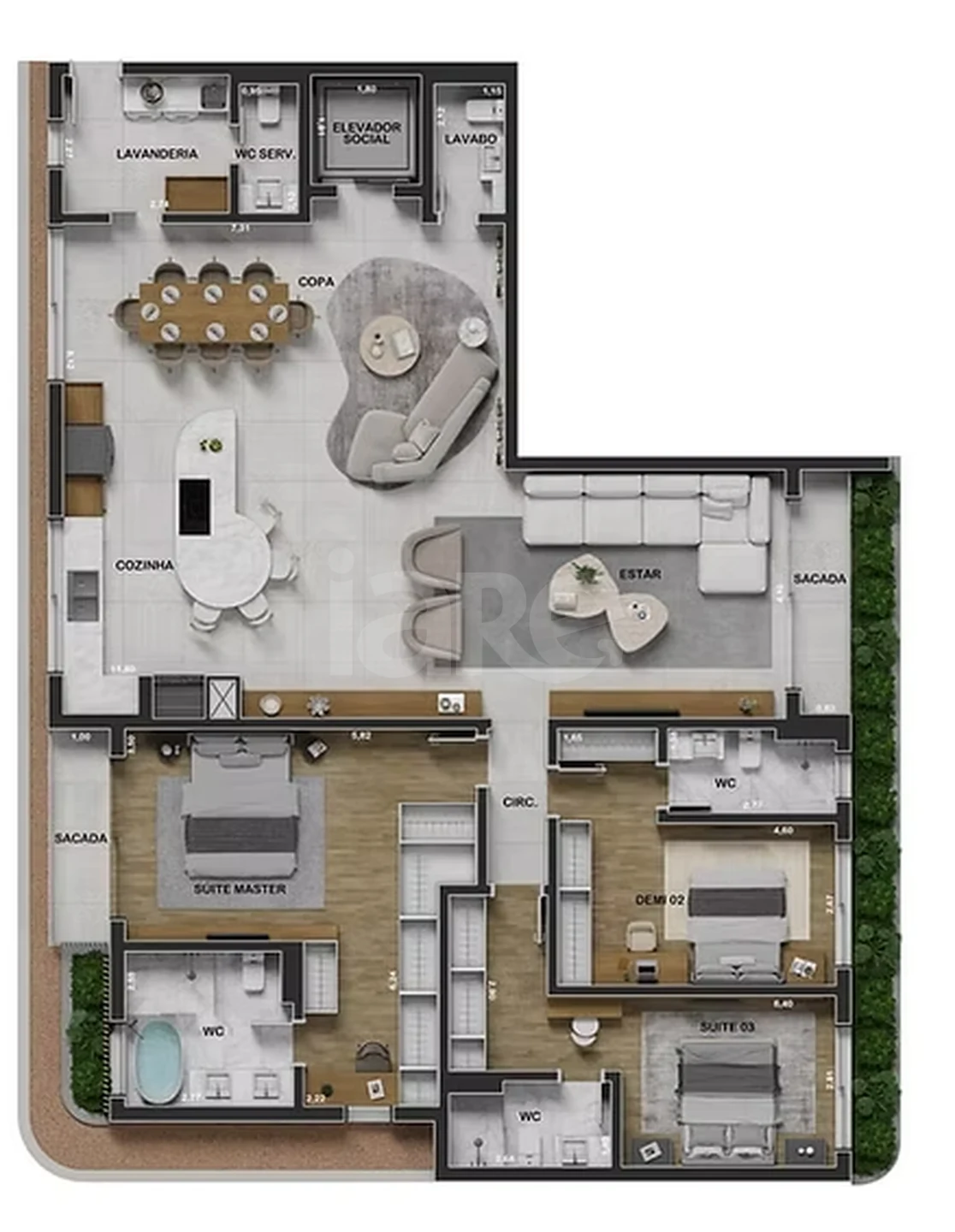 Planta — Planta final 05 - 3 dorm 193m²