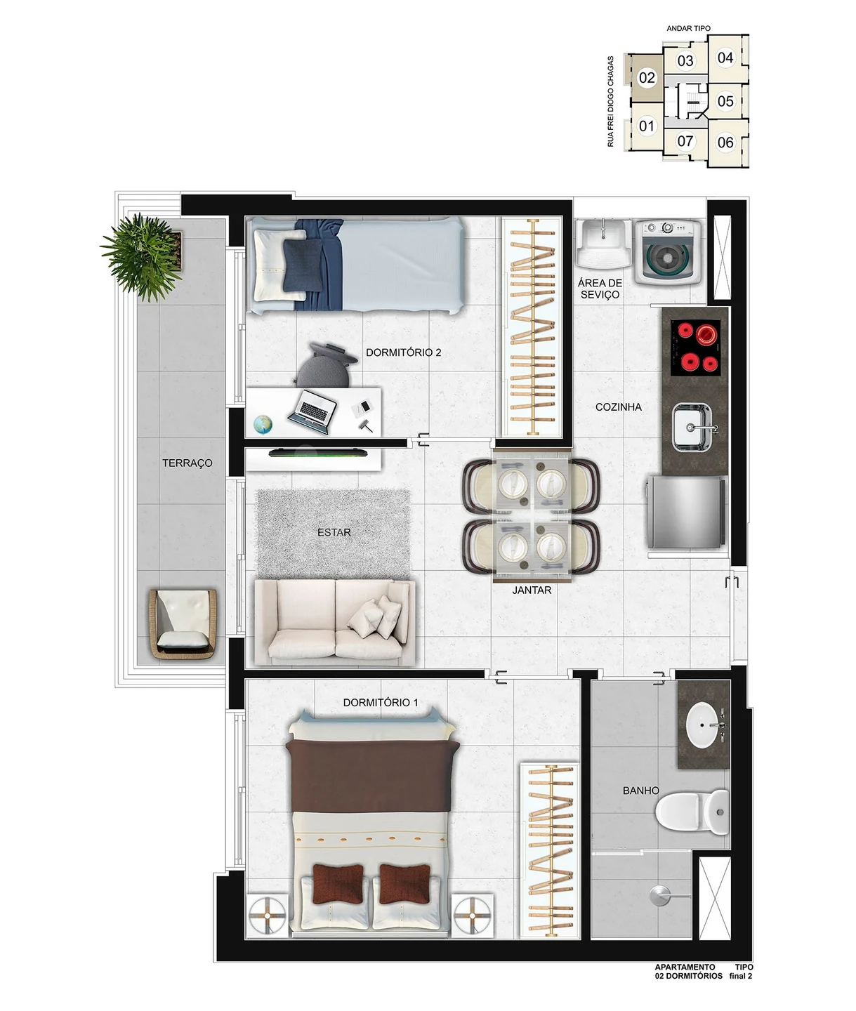 Planta — Apartamento 36,5 m²
