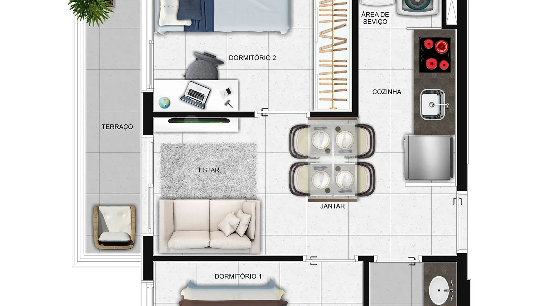 Planta — Apartamento 36,5 m²