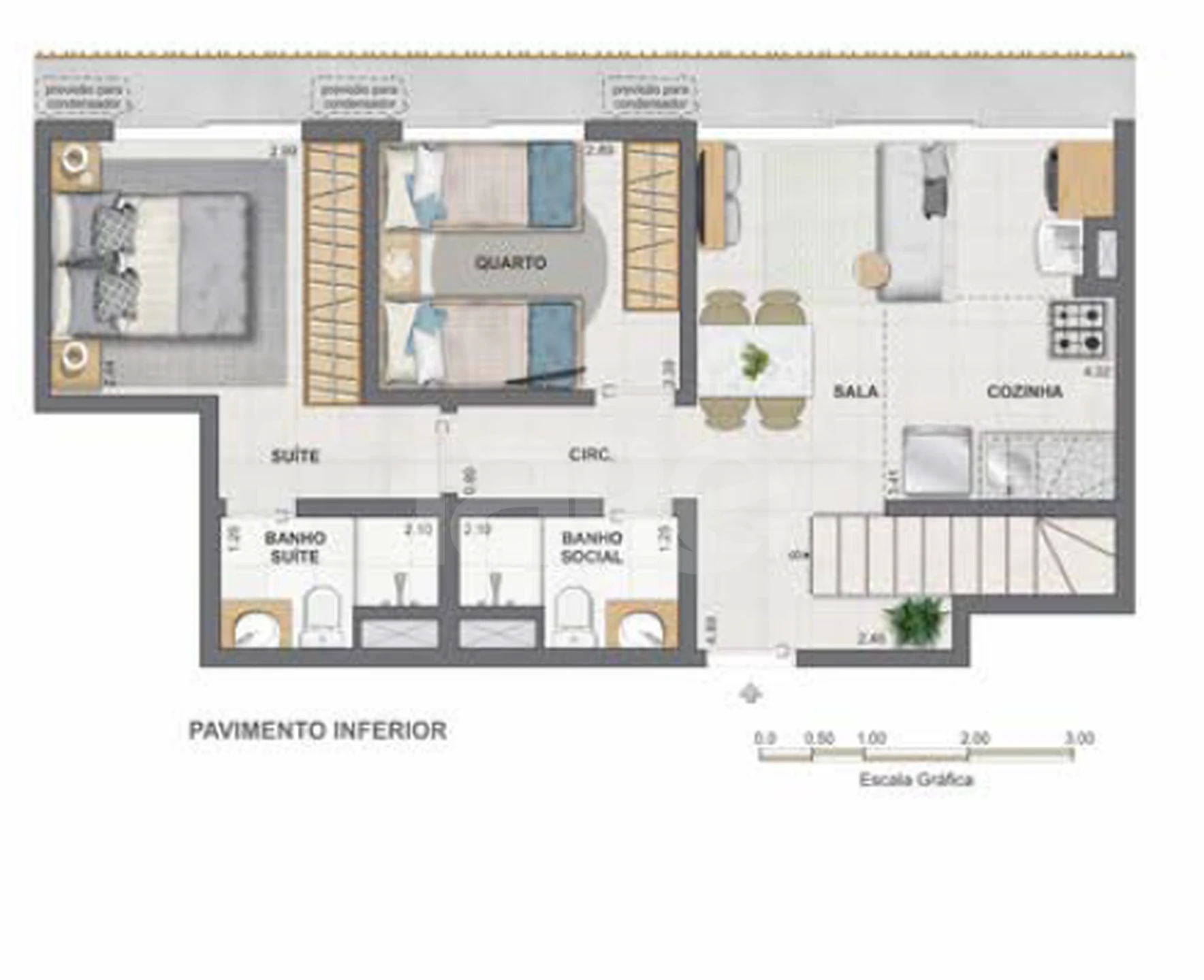 Planta — Cobertura Duplex 102,04 m²