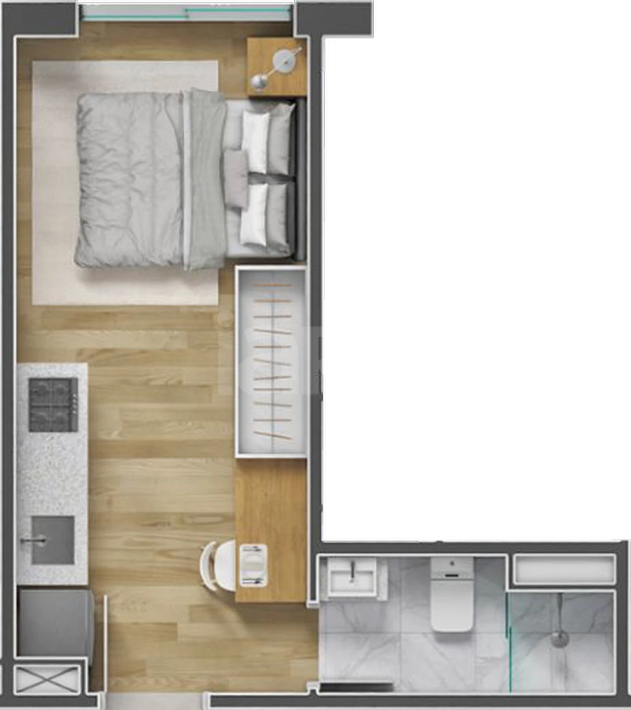 Planta — Studio 18,32 m²